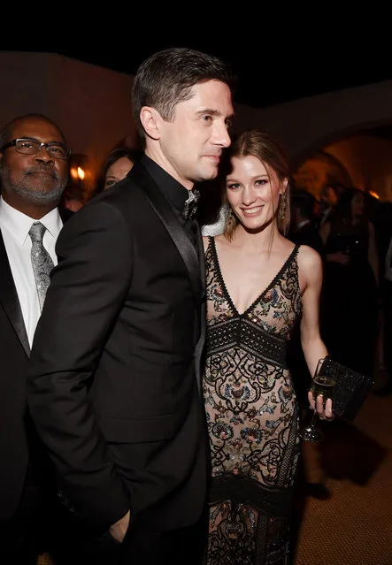 Topher Grace and Ashley Hinshaw attend PEOPLE's Annual Screen Actors Guild Awards Gala sponsored by L'Oreal Paris at The Shrine Auditorium on January 27, 2019 in Los Angeles, California. (Photo by Kevin Mazur/Getty Images for People Magazine)