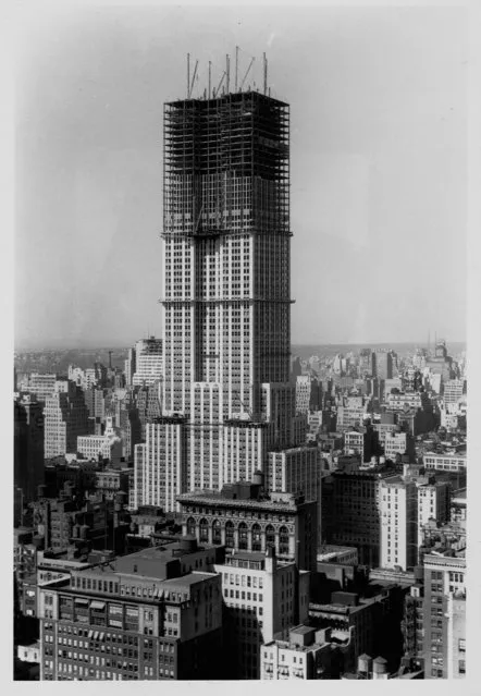 Aerial photo of the Empire State Building under construction. Photograph ca. 1930. (Photo by Bettmann/Getty Images)