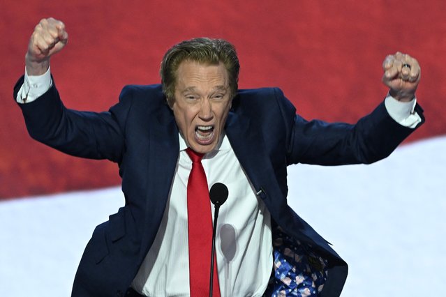 US author and businessman Perry Johnson speaks during the second day of the 2024 Republican National Convention at the Fiserv Forum in Milwaukee, Wisconsin, July 16, 2024. Days after he survived an assassination attempt Donald Trump won formal nomination as the Republican presidential candidate and picked right-wing loyalist J.D. Vance for running mate, kicking off a triumphalist party convention in the wake of last weekend's failed assassination attempt. (Photo by Andrew Caballero-Reynolds/AFP Photo)