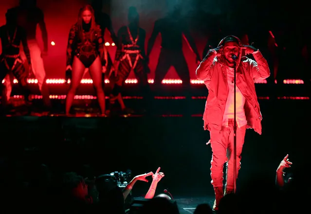 Beyonce, left, and Kendrick Lamar perform “Freedom” at the BET Awards at the Microsoft Theater on Sunday, June 26, 2016, in Los Angeles. (Photo by Matt Sayles/Invision/AP Photo)