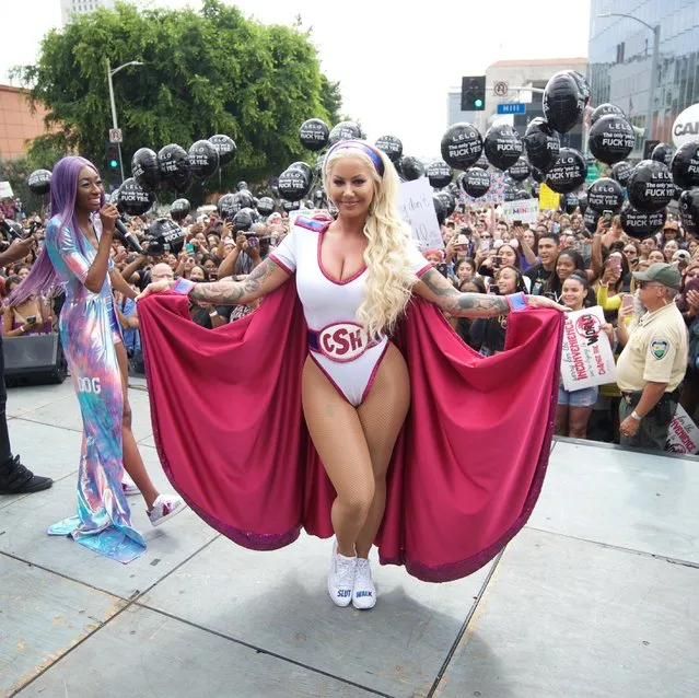 Model Amber Rose attends the 3rd Annual Amber Rose SlutWalk on October 1, 2017 in Los Angeles, California. (Photo by Splash News and Pictures)