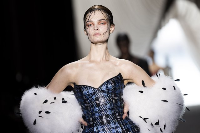 A model wears a creation as part of the Jean Paul Gaultier Haute Couture Spring Summer 2025 collection, that was presented in Paris, Wednesday, January 29, 2025. (Photo by Lewis Joly/AP Photo)