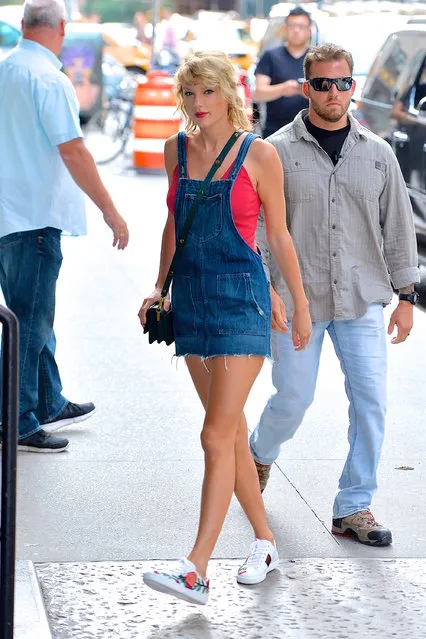 Taylor Swift seen out in Mahnattan on  August 8, 2016 in New York City. (Photo by Robert Kamau/GC Images)