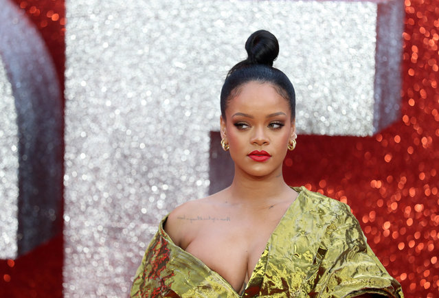 Cast member Rihanna poses for pictures on the red carpet for the European premiere of “Ocean's 8” in London, Britain June 13, 2018. (Photo by Simon Dawson/Reuters)