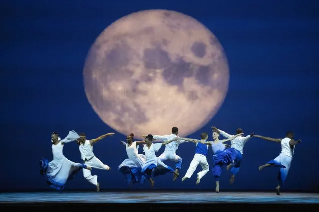 Dancers with Alvin Ailey American Dance Theater perform “Dancing Spirit” by Ronald K. Brown during the BAAND Together Dance Festival, Tuesday, July 25, 2023, at Lincoln Center in New York. (Photo by Mary Altaffer/AP Photo)