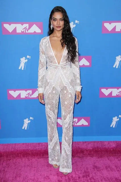 Shanina Shaik arrives at the MTV Video Music Awards at Radio City Music Hall on Monday, August 20, 2018, in New York. (Photo by Matt Baron/Rex Features/Shutterstock)