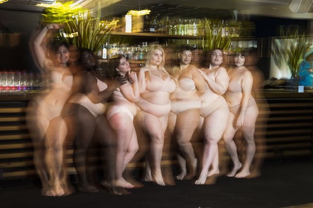Models pose during a photo shoot for L'Imperfetta (The Imperfect) model agency in Rome on February 7, 2023. The agency represents people who don't fit neatly into the fashion industry's pre-established standards of beauty. (Photo by Alessandra Tarantino/AP Photo)