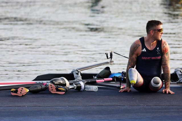 Gregg Stevenson of Team Great Britain looks on , on day three of the Paris 2024 Summer Paralympic Games at Vaires-Sur-Marne Nautical Stadium on August 31, 2024 in Paris, France. (Photo by Naomi Baker/Getty Images)