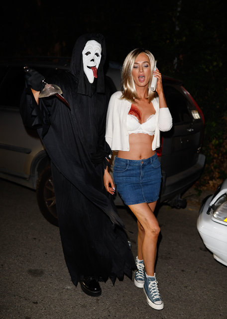 American TV personality Tom Sandoval and model Victoria Lee Robinson are seen at the Pizza slime x Casamigos Halloween party on October 26, 2024 in Los Angeles, California. (Photo by Rachpoot/Bauer-Griffin/GC Images)