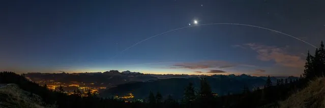 “ISS under Venus and the Moon”. Taken from atop the Semnoz Mountain, the International Space Station arcs over the city of Annecy, France, as Venus and the Moon loom overhead. (Photo by Philippe Jacquot/Royal Observatory Greenwich’s Astronomy Photographer of the Year 2016/National Maritime Museum)