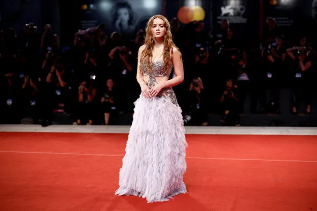 US actress Sadie Sink arrives on September 4, 2022 for the screening of the film “The Whale” presented in the Venezia 79 competition as part of the 79th Venice International Film Festival at Lido di Venezia in Venice, Italy. (Photo by Guglielmo Mangiapane/Reuters)