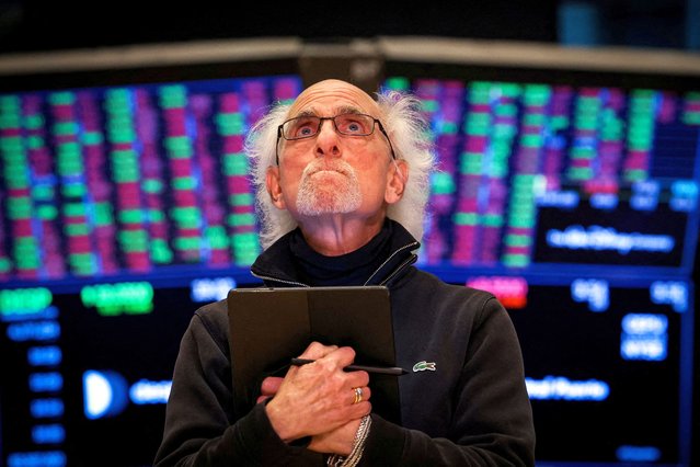 A trader works on the floor at the New York Stock Exchange (NYSE) in New York City, U.S., on April 7, 2025. (Photo by Brendan McDermid/Reuters)