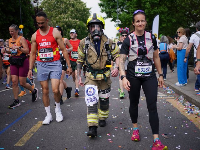 People taking part in the TCS London Marathon on Sunday, April 27, 2025. (Photo by Yui Mok/PA Images via Getty Images)
