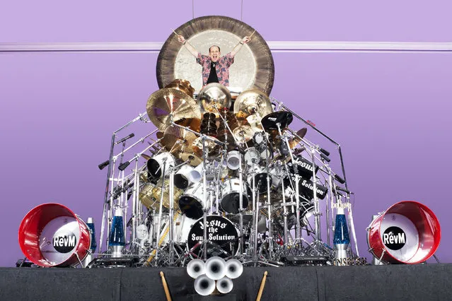 Mark Temperato – Largest Drum Kit, with 340 pieces. Guinness World Records 2011. Location: Lakeville, New York, USA. (Photo by James Ellerker/Guinness World Records)