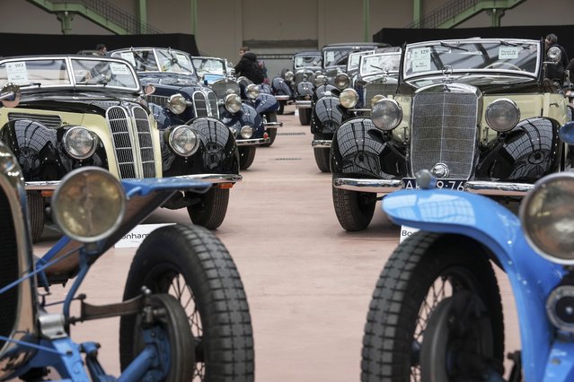 Oldsmobiles going on auction by Bonhams Cars, are displayed at the Grand Palais in Paris, Tuesday, February 4, 2025. (Photo by Aurelien Morissard/AP Photo)
