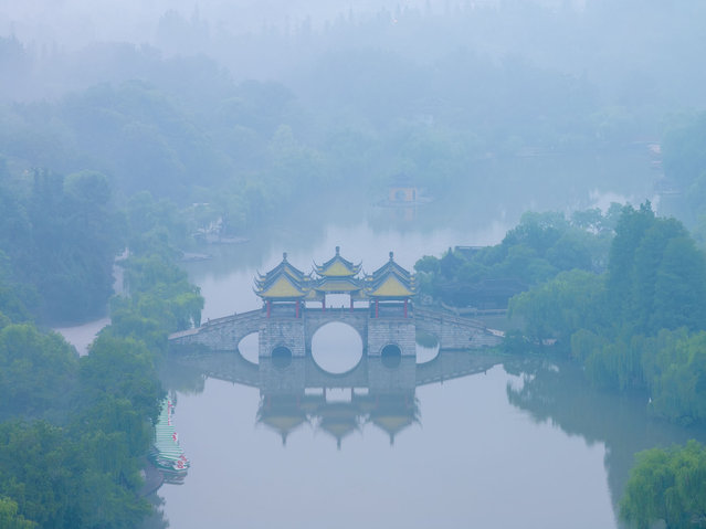 A view of the iconic Five-Pavilion Bridge in the Slender West Lake scenic zone in Yangzhou in east China's Jiangsu province. (Photo credit should read Feature China/Future Publishing via Getty Images)