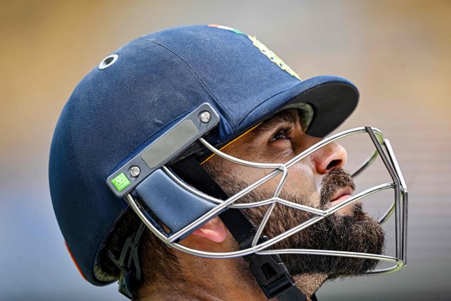 India's Virat Kohli looks on during the third day of the first Test cricket match between India and Bangladesh at the M.A. Chidambaram Stadium in Chennai on September 21, 2024. (Photo by R. Satish Babu/AFP Photo)