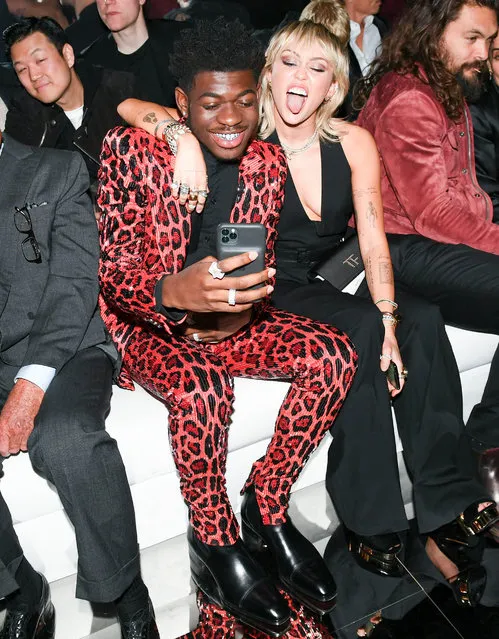 Lil Nas X, Miley Cyrus at Tom Ford attend the Tom Ford AW20 Show at Milk Studios on February 07, 2020 in Hollywood, California. (Photo by Billy Farrell/BFA.com)