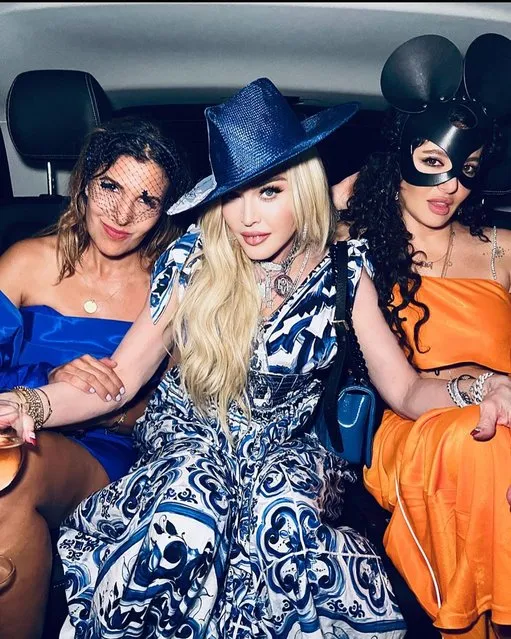 American singer-songwriter Madonna, 64,  French kissed two women in the back of a car on her birthday in Sicily, Italy on August 16, 2022. “Birthday kisses with my side b**ches”. (Photo by Instagram)