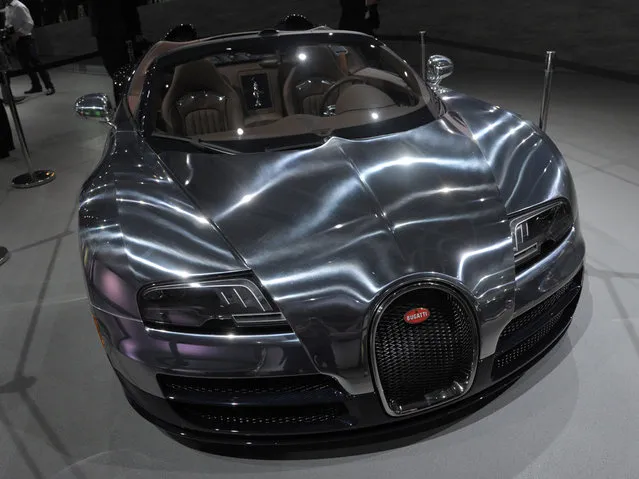 A Bugatti is presented at the Volkswagen Group Night show on October 1, 2014 in Paris  prior to the opening on October 2 of the Paris Auto show 2014 Press days. (Photo by Eric Piermont/AFP Photo)