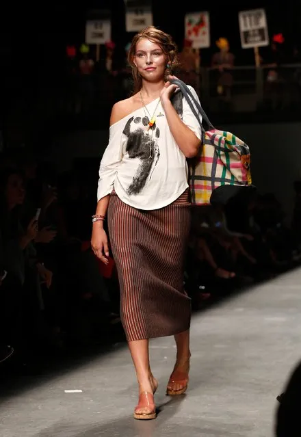 A model walks the runway at the Vivienne Westwood Red Label show during London Fashion Week Spring/Summer 2016 on September 20, 2015 in London, England. (Photo by Tristan Fewings/Getty Images)