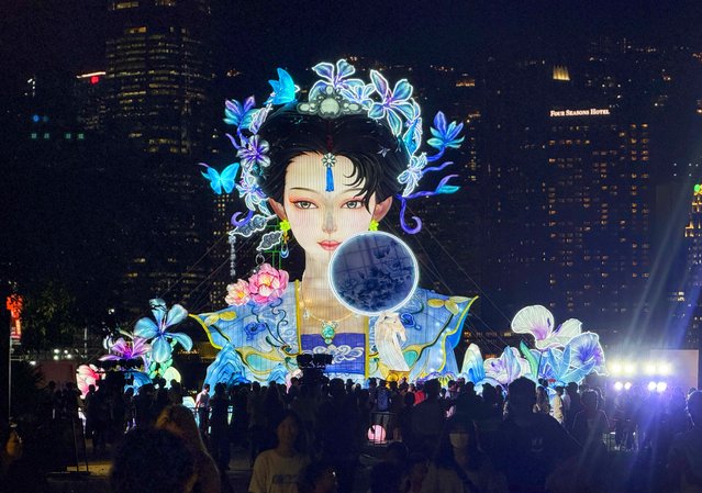 Zigong lantern themed on “Hong Kong fairies” is on display at the waterfront park of the West Kowloon Cultural District to celebrate the upcoming China's National Day on September 29, 2025 in Hong Kong, China. (Photo by Li Peiyun/VCG via Getty Images)
