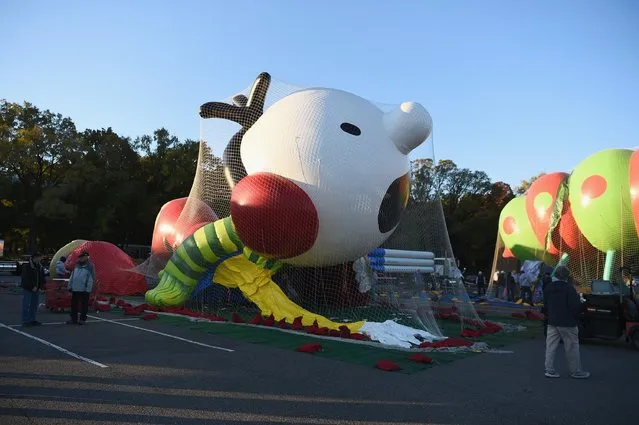 Diary of A Wimpy Kid inflates at Macy's Balloonfest in preparation for the 90th Anniversary Macy's Thanksgiving Day Parade at Citi Field on November 5, 2016 in New York City. (Photo by Dave Kotinsky/Getty Images for Macy's Parade)