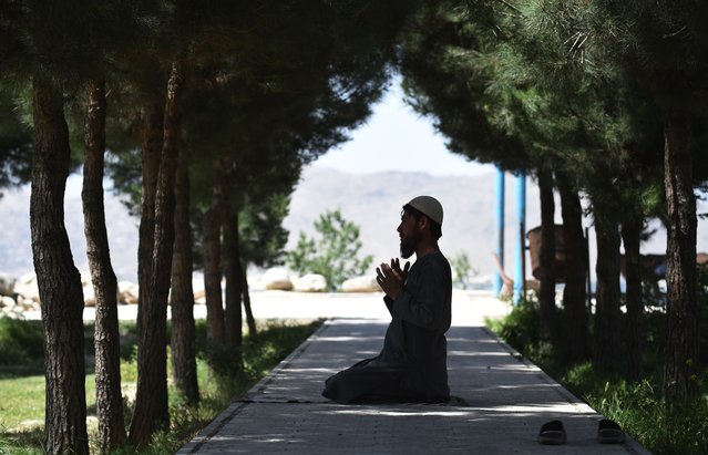 An Afghan Muslim man prays during the holy month of Ramadan at the Wazir Akbar Khan hilltop in Kabul on May 30, 2018. Muslims throughout the world are marking the month of Ramadan, the holiest month in the Islamic calendar during which Muslims fast from dawn until dusk. (Photo by Wakil Kohsar/AFP Photo)