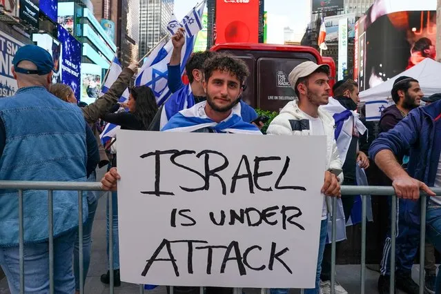 People participate in a Pro-Israel rally at Times Square in New York City, U.S., May 12, 2021. (Photo by David “Dee” Delgado/Reuters)