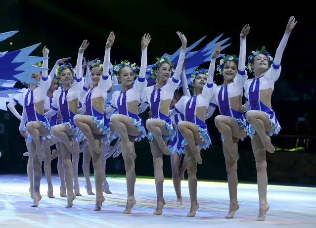 Belarussian children perform during the opening ceremony of the 31st European Rhythmic Gymnastics Championships in Minsk, Belarus, May 1, 2015. (Photo by Vasily Fedosenko/Reuters)