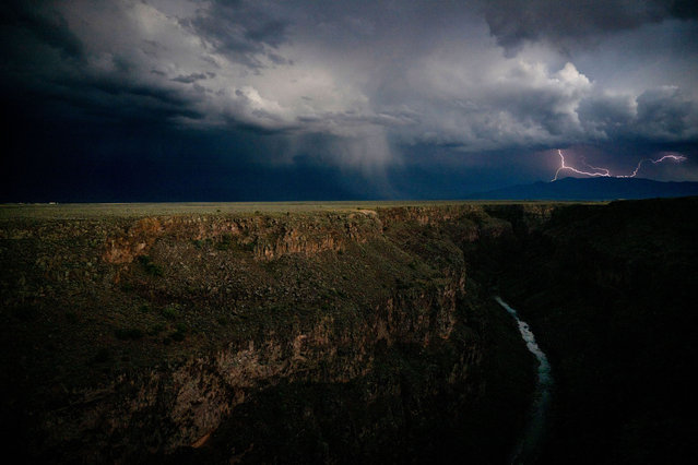 The Rio Grande river flows South from the Rio Grande Gorge Bridge on September 30, 2023 in Taos County, New Mexico. An increasingly arid climate and growing population throughout New Mexico and Texas, has raised concerns about the severity, regularity and duration of naturally occurring droughts in the Southwest region of the United States. (Photo by Brandon Bell/Getty Images)