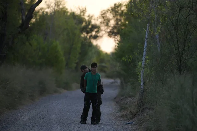 A U.S. Border Patrol agent apprehends a migrant who illegally crossed the Rio Grande and attempted to avoid capture near Mission, Texas, U.S., July 31, 2019. (Photo by Loren Elliott/Reuters)