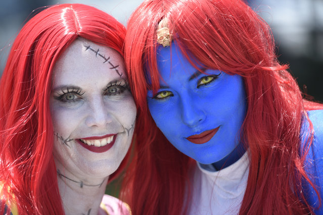 Cherish Johnson, left, dressed as Sally from “The Nightmare Before Christmas”, and Megan Severns, dressed as Mystique from the “X-Men” franchise, pose together on day one of Comic-Con International on Thursday, July 20, 2017, in San Diego. (Photo by Chris Pizzello/Invision/AP Photo)