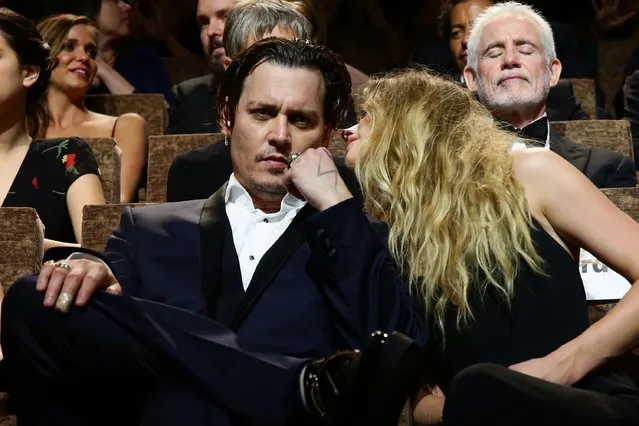 Johnny Depp and Amber Heard attend a premiere for “Black Mass” during the 72nd Venice Film Festival at  on September 4, 2015 in Venice, Italy. (Photo by Vittorio Zunino Celotto/Getty Images)