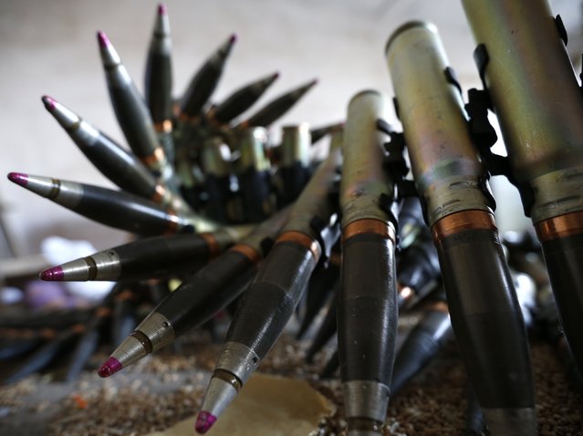 Bullets are seen at a Ukrainian army camp near Donetsk, September 16, 2014. Russia threatened to send more troops to its newly-annexed territory of Crimea on Tuesday, after NATO began exercises in western Ukraine while Kiev's forces are fighting pro-Russian separatists in the east. (Photo by David Mdzinarishvili/Reuters)