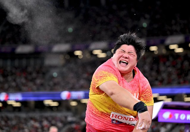 Gong Lijiao of China competes during the women's shot put final at the 2025 World Athletics Championships in Tokyo, Japan, September 20, 2025. (Photo by Xinhua News Agency/Rex Features/Shutterstock)