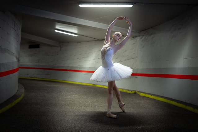 French dancer Victoria Dauberville poses in a parking during a photo session in Paris on October 8, 2025. (Photo by Joel Saget/AFP Photo)
