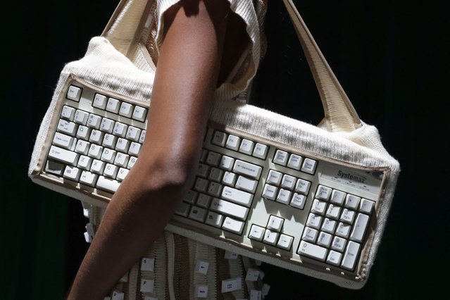 A detail view of the outfit is pictured before a model presents a creation from the Parsons School Spring/Summer 2025 presentation during New York Fashion Week in New York City on September 9, 2024. (Photo by Kent J Edwards/Reuters)