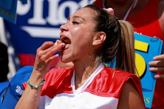 World Champion Miki Sudo competes in the 2023 Nathan's Famous Fourth of July International Hot Dog Eating Contest at Coney Island in New York City, U.S., July 4, 2023. (Photo by Amr Alfiky/Reuters)