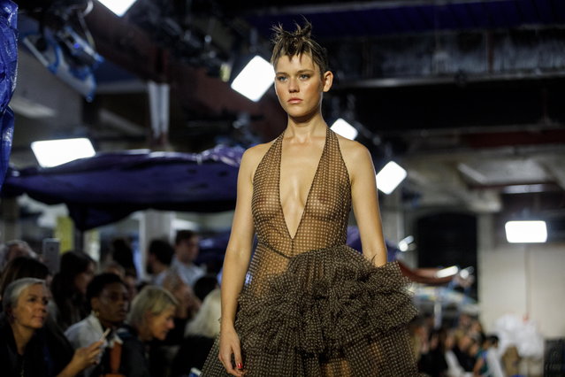 A model presents a creation by British designer Molly Goddard at the London Fashion Week, in London, Britain, 15 September 2018. (Photo by Tolga Akmen/EPA/EFE)