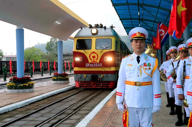 A train carrying North Korean leader Kim Jong-un arrives at Dong Dang Railway Station, to start his visit to Vietnam ahead of the US-North Korea summit hosted in Hanoi, at Dong Dang town, Lang Son province, Vietnam, 26 February 2019. The second meeting of the US President and the North Korean leader, running from 27 to 28 February 2019, focuses on furthering steps towards achieving peace and complete denuclearization of the Korean peninsula. (Photo by EPA/EFE/Stringer)