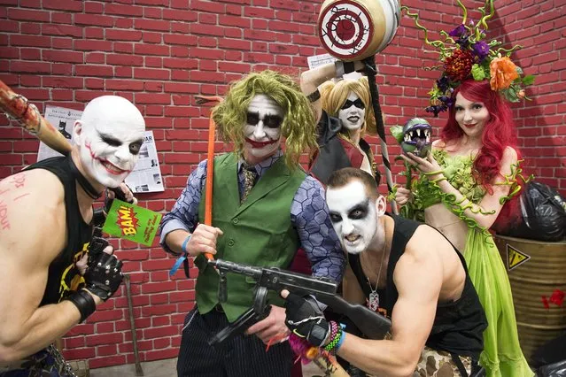 Cosplayers pose at the Fantasy Basel 2016 – The Swiss Comic Con, in Basel, Switzerland, 05 May 2016. The festival covers 30,000 square meters across five halls, with around 200 stands, shows, artist tables and activities ranging from games and game design to comics, cosplay, film and TV series. (Photo by Georgios Kefalas/EPA)