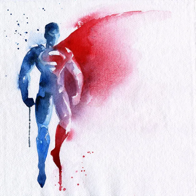 Watercolor Superheroes By Blule