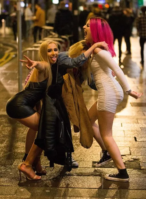 Revellers in Cardiff, England on the last Friday before Christmas, December 20, 2019. (Photo by Huw Evans Picture Agency)