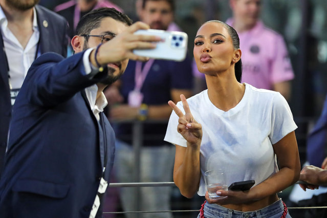 American media personality and socialite Kim Kardashian poses during the Leagues Cup 2023 match between Cruz Azul and Inter Miami CF at DRV PNK Stadium on July 21, 2023 in Fort Lauderdale, Florida. (Photo by Megan Briggs/Getty Images)