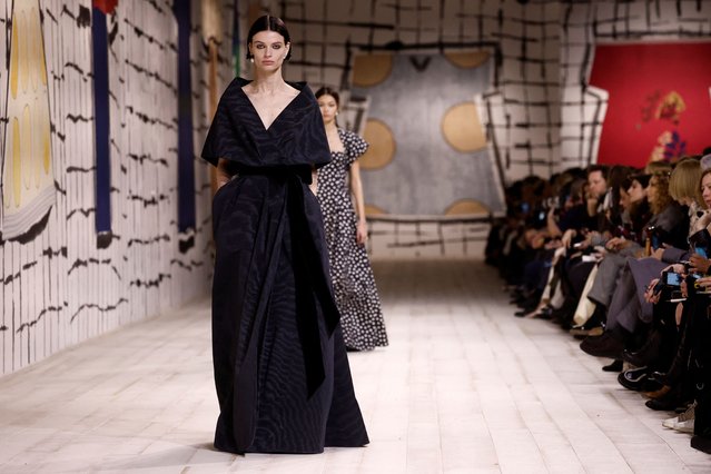 A model presents a creation by designer Maria Grazia Chiuri as part of her Haute Couture Spring-Summer 2024 collection show for fashion house Dior in Paris, France, on January 22, 2024. (Photo by Benoit Tessier/Reuters)