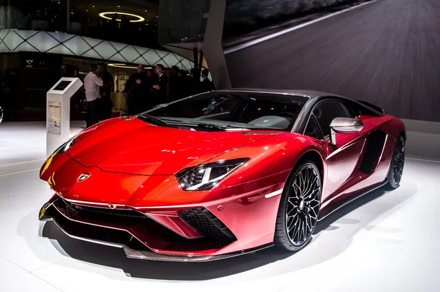 Lamborghini Aventador 834 is displayed at the 88th Geneva International Motor Show on March 6, 2018 in Geneva, Switzerland. Global automakers are converging on the show as many seek to roll out viable, mass-production alternatives to the traditional combustion engine, especially in the form of electric cars. The Geneva auto show is also the premiere venue for luxury sports cars and imaginative prototypes. (Photo by Robert Hradil/Getty Images)