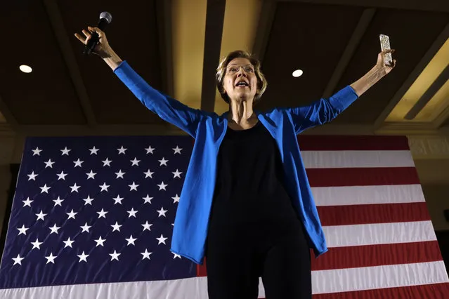 2020 Democratic presidential candidate Sen. Elizabeth Warren speaks to local residents during an organizing event, Friday, May 3, 2019, in Ames, Iowa. (Photo by Charlie Neibergall/AP Photo)