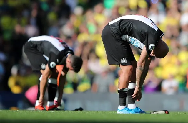 Newcastle United's Jonjo Shelvey reacts after the match against Norwich City in Premier League play in Norwich, Britain, August 17, 2019. (Photo by Molly Darlington/Action Images via Reuters)