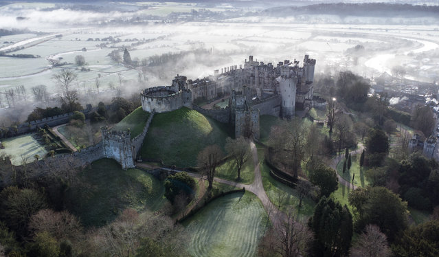 Frosty misty sunrise around Arundel Castle, West Sussex, UK on March 3, 2024. (Photo by Steve Reigate/The Times)